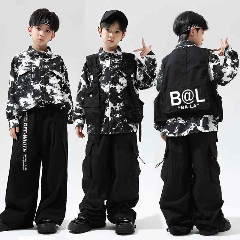 子供服 男の子 シャツ ベスト パンツ コスチューム バンド ダンス ヒップホップ ストリート系 パフォーマンス 衣装 クール かっこいい キッズ