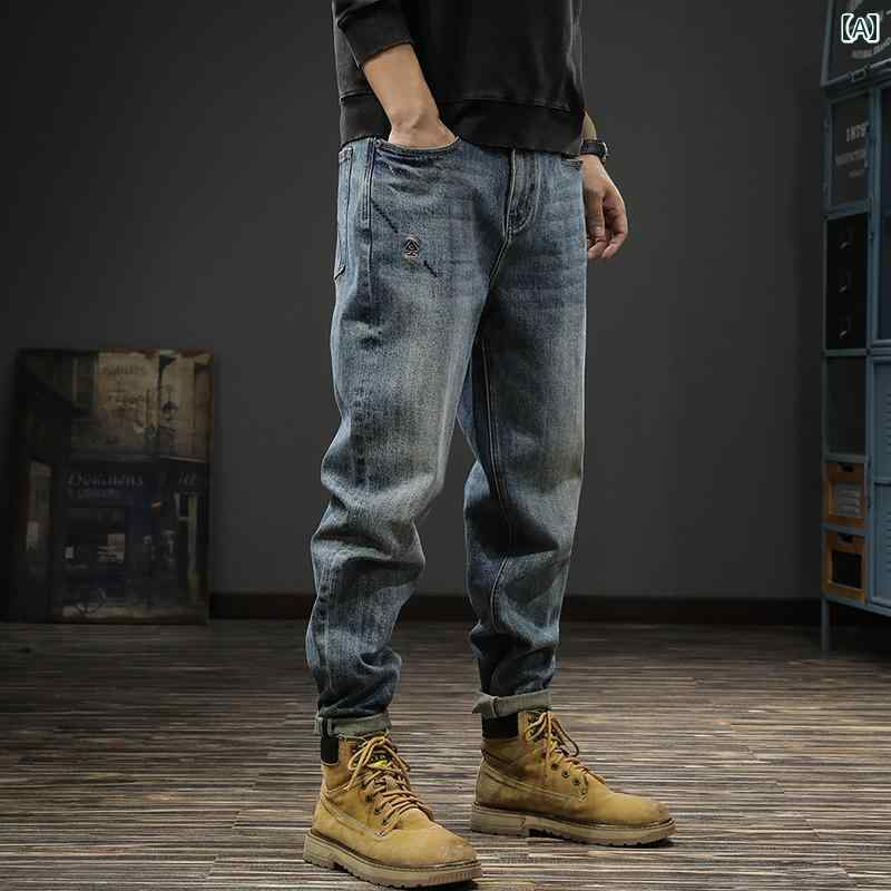 メンズ デニム ロングパンツ 大きめサイズ カジュアル ワイド アメリカン ストリート おしゃれ かっこいい 履きやい 快適 イベント フェス レジャー アウトドア キャンプ パフォーマンス ワーク 作業着