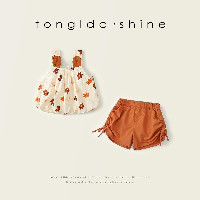 キッズウェアキッズ 総柄耳キャミソールチュニック×シャーリングショートパンツ セット ウサギモチーフコーデ かわいい 女の子 夏 2点セット おしゃれ