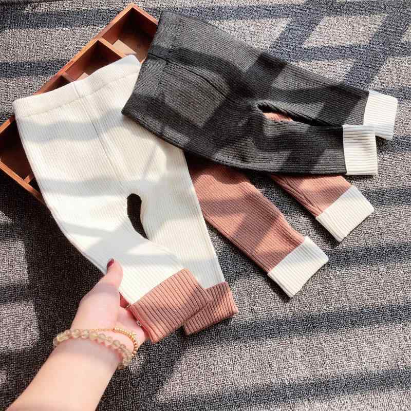 ベビー 秋冬 編み パンツ 厚手 裏地 レギンス タイトフィット 起毛 ユニセックス タイツ