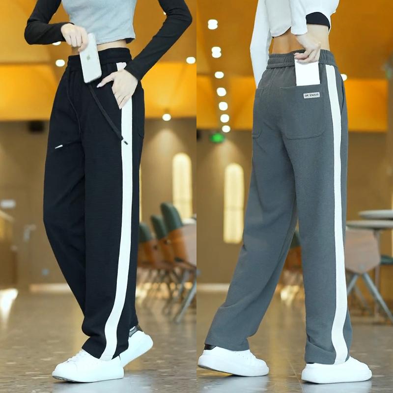 パンツ カジュアル フットネス ダンス トレーニング ズボン メンズ ストライプ 韓国 ワイドレッグ スポーツ