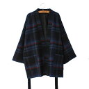 ジャケット レトロ レディース ファッション 中国風 ストレート カラーストライプ 長袖 漢服 コート 秋冬 ダークブルー チェック