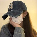 キャップ レディース レター ウォッシュデニム ベースボール つば広 ひさし アメリカン帽子