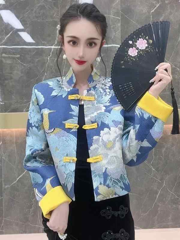 ドレス 秋 冬 中華風 唐装 女性 ファッション ボタン トップス ファッション チャイナ レトロ 中華風