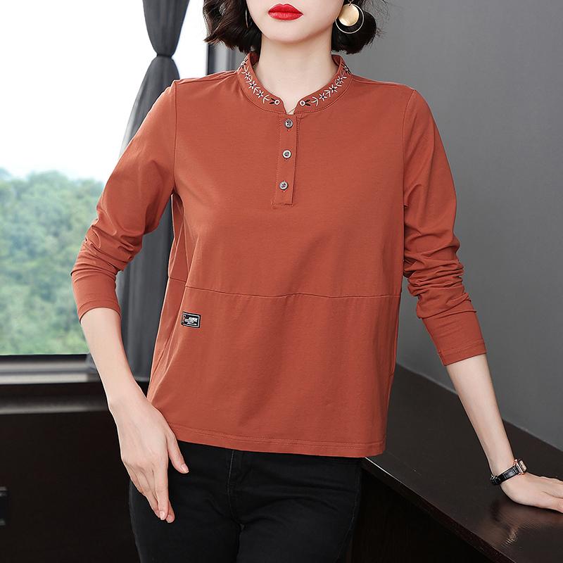 トップス シャツ レディース カジュアル 普段使い マザーズ 春 女性 Tシャツ 秋冬 母 スタンドカラー 若々しい 裏起毛 底 小さい