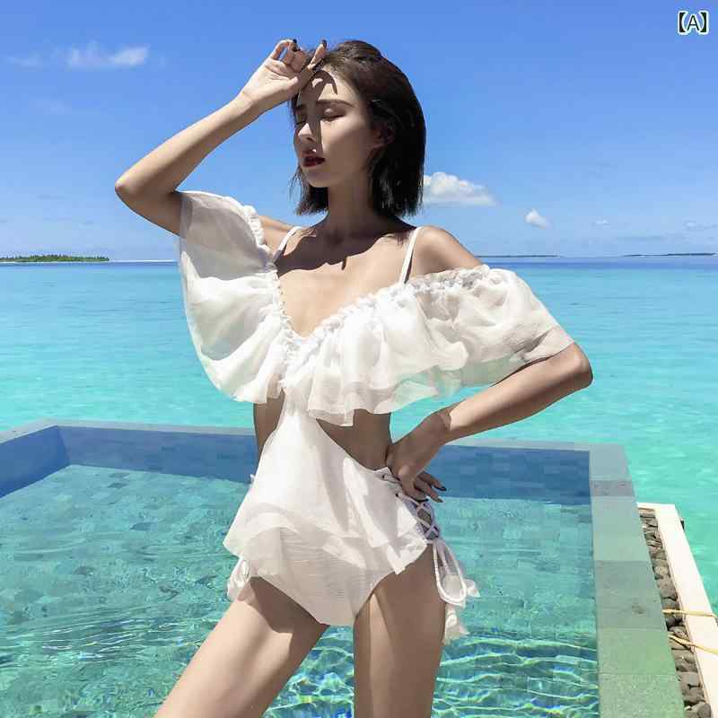 レディース 夏 水着 プール ビーチ リゾート おしゃれ かわいい 学生 大人女性 韓国 ホワイト スーパー フェアリー 女性 魅惑的 バスト..