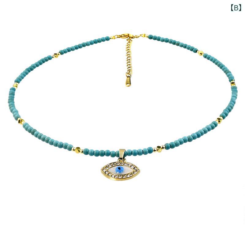 レディース ネックレス アクセサリー 水着 ビキニ サマー ビーチ プール 中東 ウイグル ボヘミアン エスニック 悪魔目 太陽 十字架 クリスタル ターコイズ 2