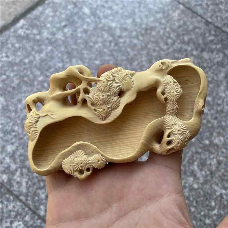 彫刻 ペンウォッシュ 無垢材 手彫り 装飾品 小物 置物 筆洗い ユニーク レトロ ノスタルジック 木彫り
