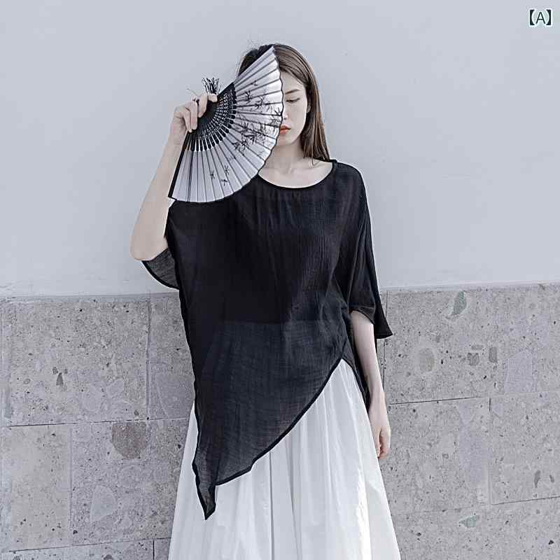 シャツ シンプル カジュアル レトロ エスニック ナチュラル ゆったり リラックスフィット レディース ファッション