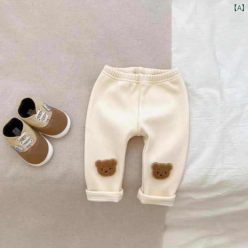 ベビー服 アップリケ パンツ 起毛 秋冬 かわいい キュート ギフト 子供服