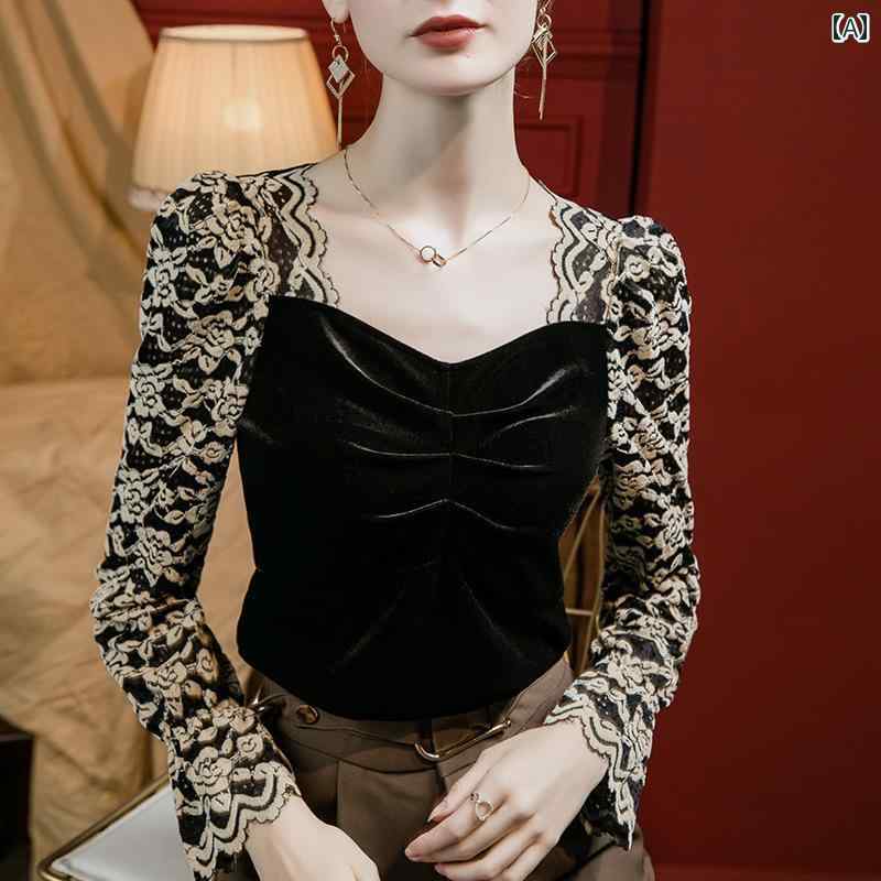 トップス 社交ダンス レディース パフスリーブ ベルベット 長袖 スクエアネック ラテン ダンス スーツ 女性 大人 モダン ダンス 踊る