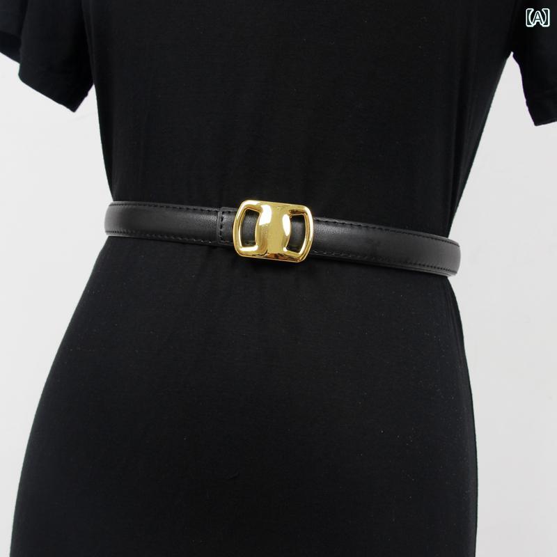 ベルト カジュアル スムース バックル ウエスト バンド スリム レディース ファッション アクセサリー ..