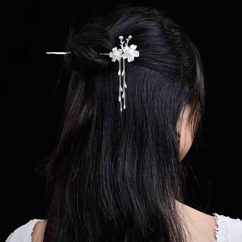ヘアピン ヘアアクセサリー 髪飾り 頭飾り 合金 銀メッキ 金メッキ レトロ かんざし おしゃれ かわいい レディース 花