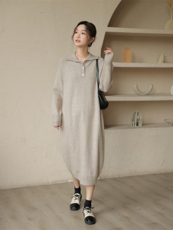 レディース ニットワンピース ロング ニット ドレス 秋冬 セーター ベース スカート コート