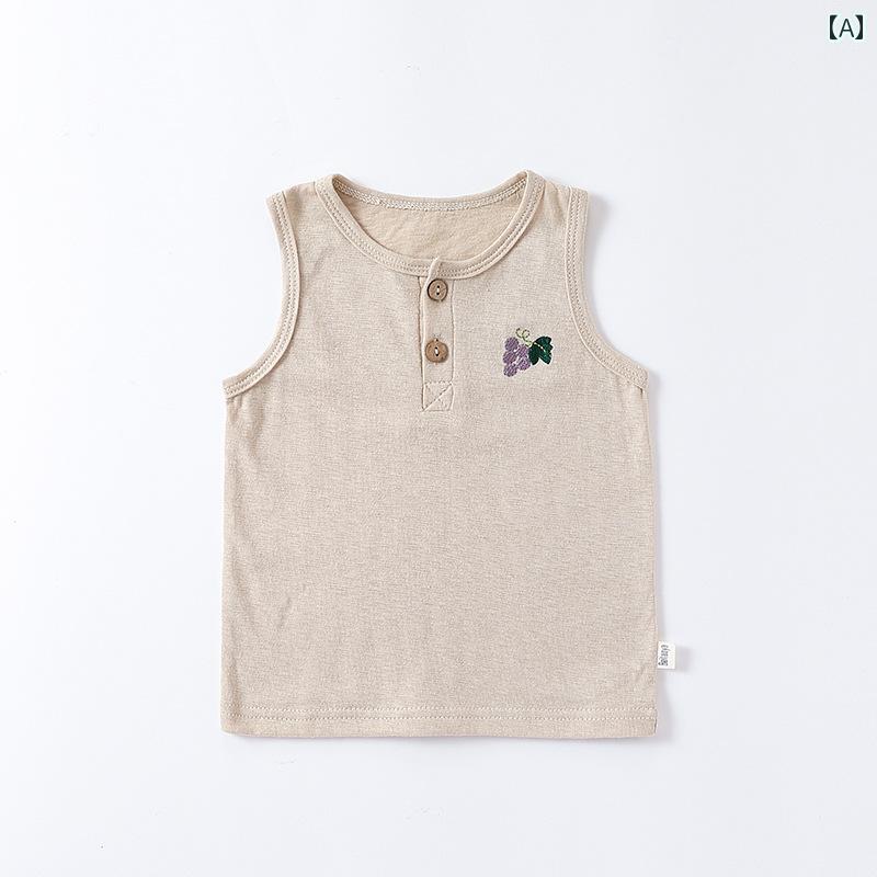 子供服 かわいい セットアップ 夏 子供 ベスト セット 綿 男の子 ノースリーブ 刺繍 Tシャツ ベビー 無地 ショーツ