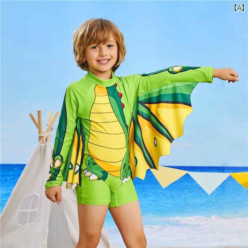 Rakuten - 夏 水着 キッズ リゾート プール ビーチ 水泳 水遊び 子供用 スイムウェア 男の子 ウィング マント 翼 竜 ワンピース ホット スタイル