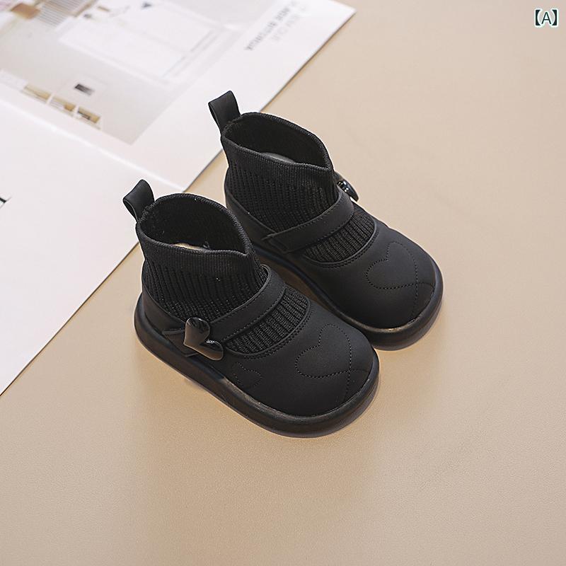 ベビー キッズ シューズ 女の子 赤ちゃん ブーツ 裏起毛 暖かい 綿 滑りにくい キック防止 プリンセス 秋冬 ショートブーツ ソフトソール 幼児 靴
