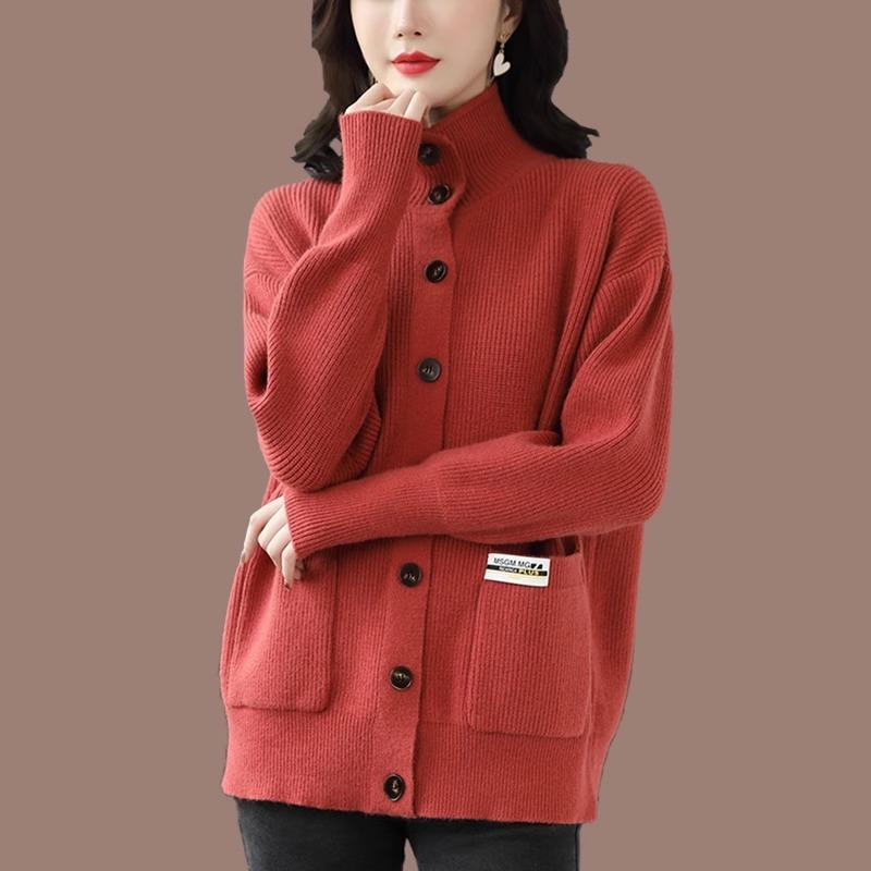 Rakuten - トップス ジャケット レディース セーター 普段使い 太い ライン セーター レディース 秋冬 韓国 大きいサイズ ゆったり ウール ニットカーディガン おしゃれ スタンドカラー 厚手