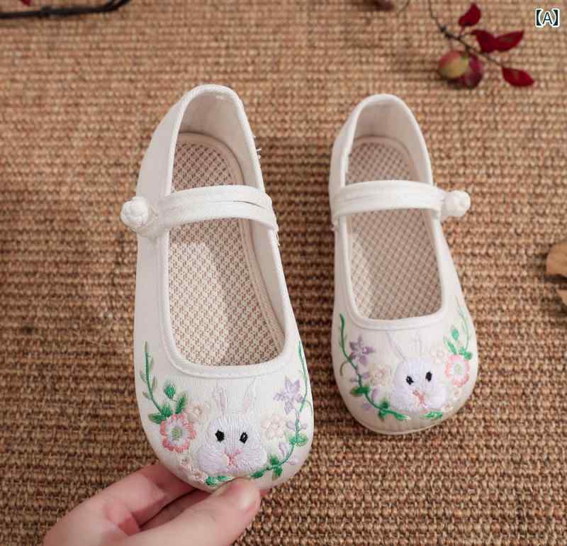 シューズ 靴 子供靴 かわいい メリージェーン ベビー キッズ 歩きやすい 女の子 刺繍入り エスニック プリンセス 赤ちゃん レトロ 衣装 マッチ 漢服 子供用 かわいい 柔らかい底 古風 布靴