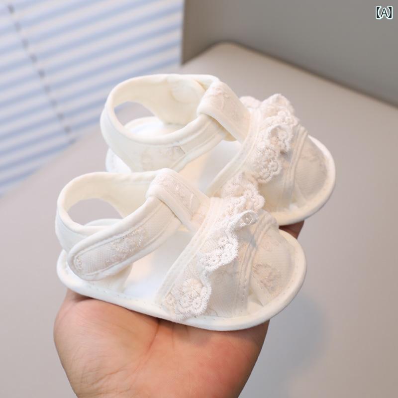 ベビー サンダル 幼児 赤ちゃん ステップ イン シューズ 靴 夏 レディース レース レジャー かわいい