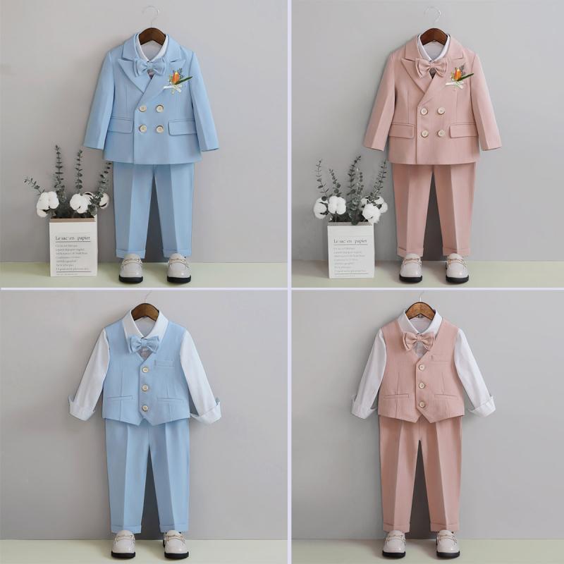 フォーマル スーツ 子供服 キッズ スーツ パンツ シャツ ベスト 蝶ネクタイ 男の子 写真撮影 発表会 結婚式 コーラス パフォーマンス 衣装 セット
