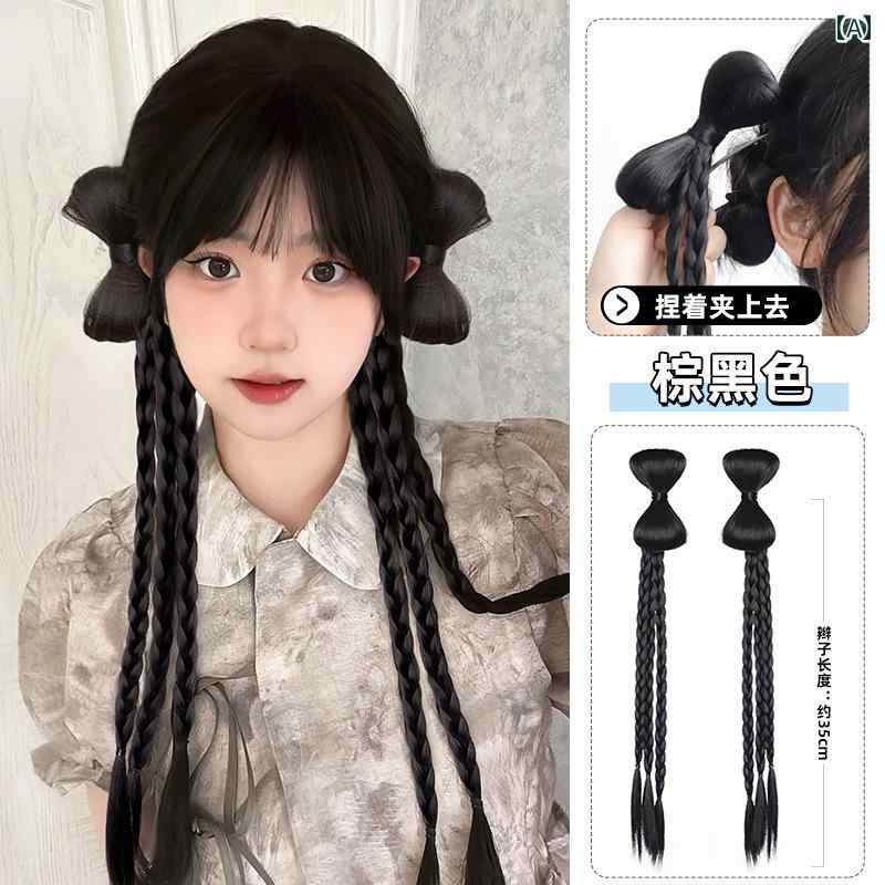 ウィッグ ナチュラル 三つ編み レディース リボン レディース 婦人 ファッション小物 ヘアアクセサリー かつら つけ毛 おしゃれ