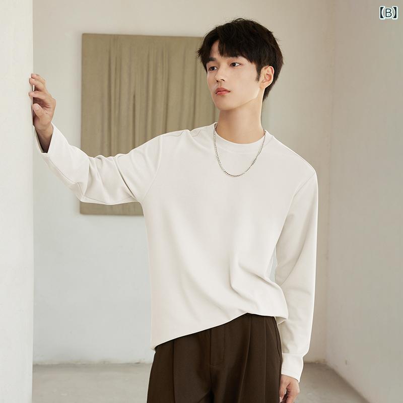 Tシャツ 長袖 ロンT シンプル カジュアル おしゃれ スタイリッシュ ラフ 普段着 メンズ ファッション 大きめサイズ 秋冬