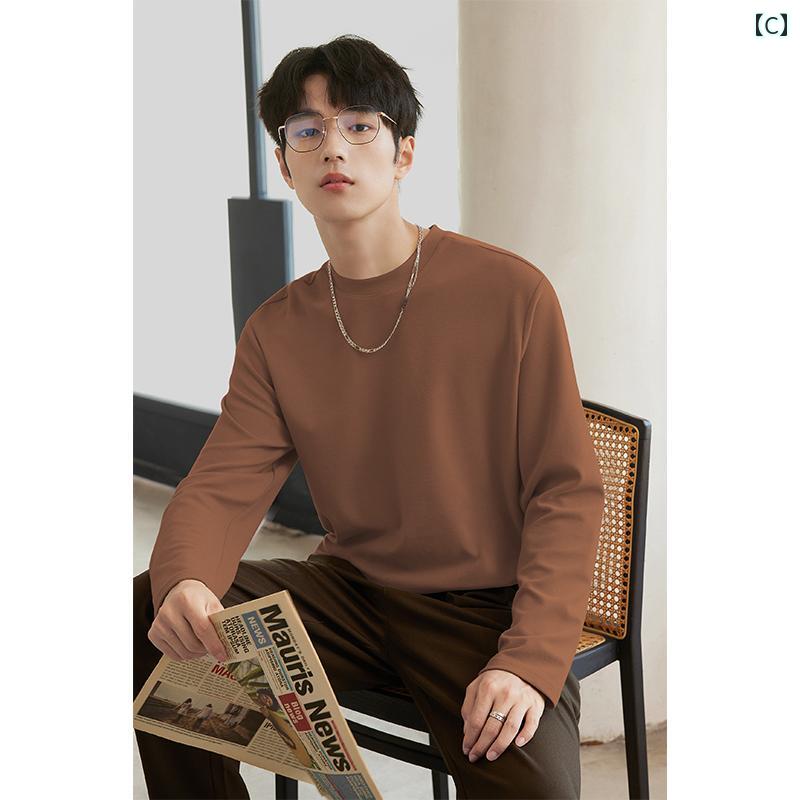 Tシャツ 長袖 ロンT シンプル カジュアル おしゃれ スタイリッシュ ラフ 普段着 メンズ ファッション 大きめサイズ 秋冬