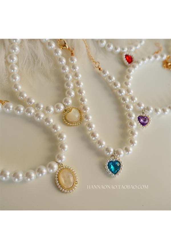 ペット ネックレス パール ワンちゃん 猫ちゃん おしゃれファッション 子猫 宝石 ハート ペンダント レトロ 犬 かわいい 首輪 ペット 首飾り