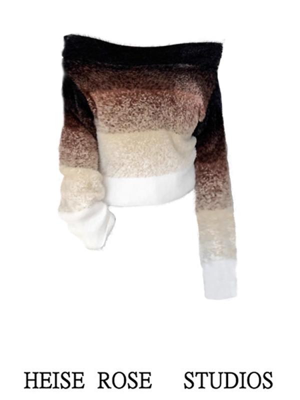 トップス レディース セーター ガーリー 大人かわいい 女性 グラデーション ワンショルダー セーター 着る さまざま 方法 春秋 女性 長袖 セーター