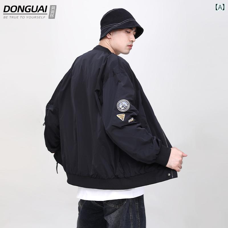 ジャケット メンズ アウター アメリカン ストリート バッジ 野球 ユニフォーム 春秋 ラベル 機能的