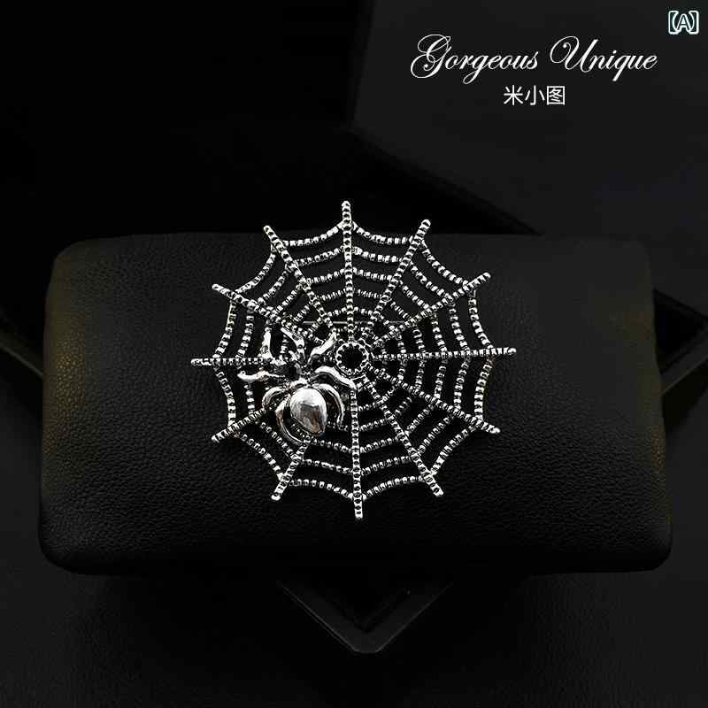 メンズ レディース アクセサリー ブローチ おしゃれ レトロ 精巧 クモ 巣 ハイエンド コサージュ 入学式 卒業式 パーティー 懇親会ピン