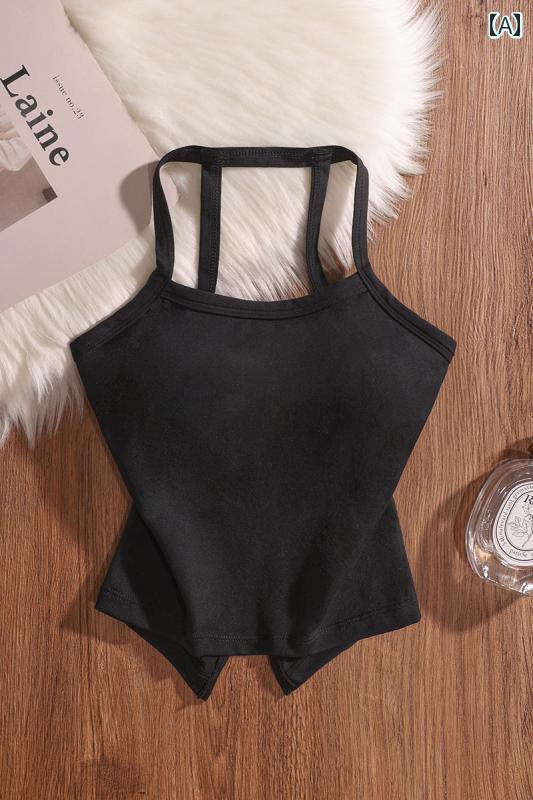 キャミソール ノースリーブ ショート丈 夏 タイトフィット スリム 女の子 トップス モダン セクシー 魅惑 アーバン レディース