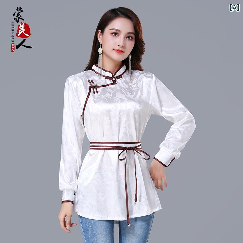 モンゴル トップス ボトムス シャツ 春夏服 ショート シャツ 普段着 エスニック