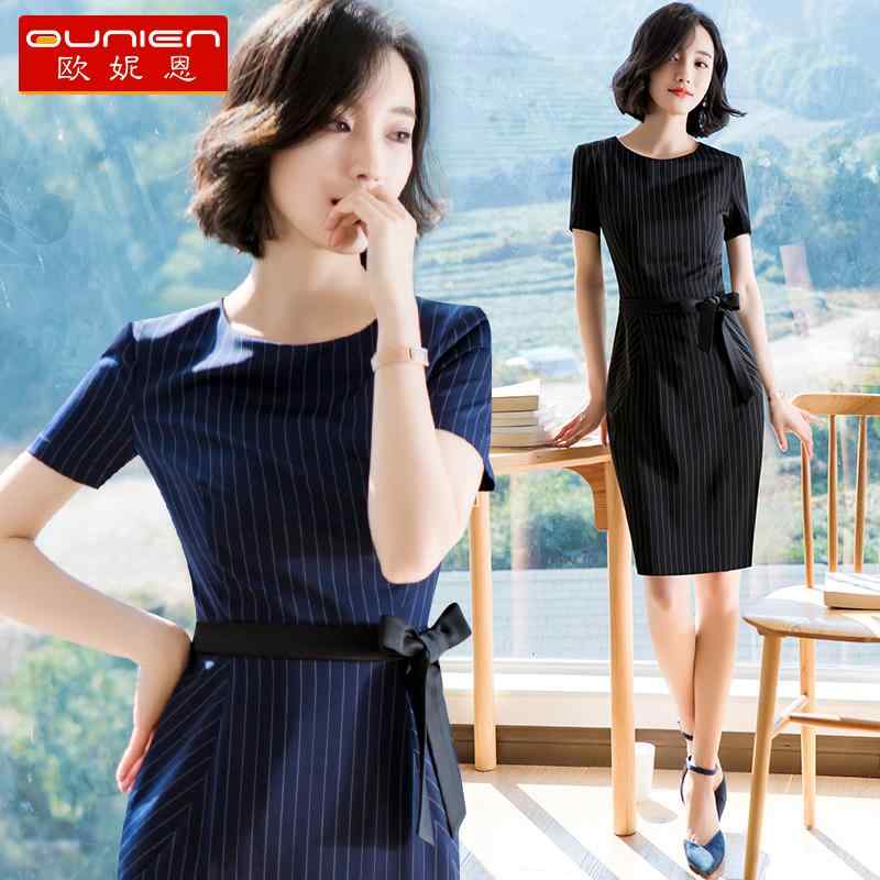 レディース ドレス ワンピース 大人 きれい ラウンドネック ビジネス カジュアル レギュラースリーブ X型シルエット ビスコース スタイリッシュ レディース