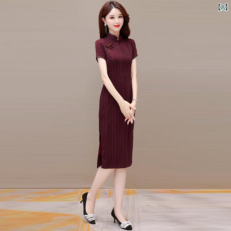 ワンピース レディース チャイナドレス 異国風 淑女 大人女子 華麗 涼感 祝い服 パーティー 中国風 夏ドレス 上品 洗練 フォーマル エレガント っきり感