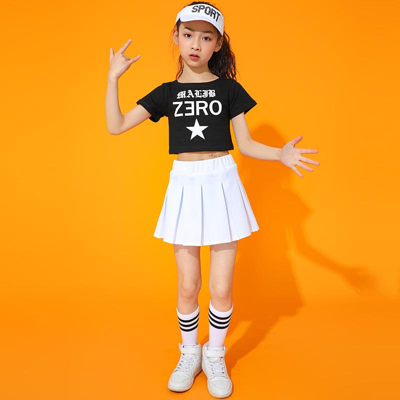 キッズ ストリート ファッション セットアップ 子供服 ヒップ ホップ クール ダンス パフォーマンス チアリーディング カジュアル 衣装 女の子 女の子