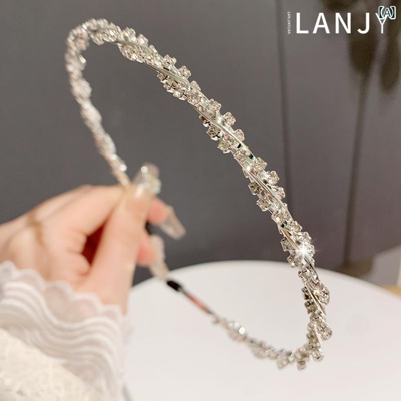 カチューシャ ビジュー ラインストーン キラキラ 細 ヘアバンド ヘアアクセサリー ...