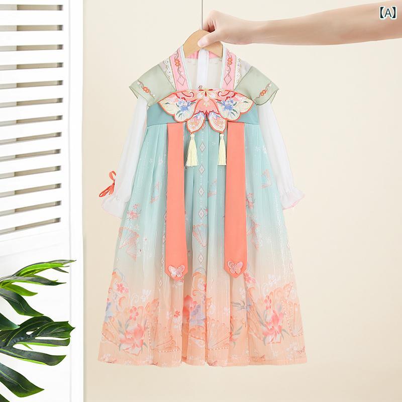 夏 漢服 子供服 服 民族衣装 かわいい COS チャイニーズ スタイル 韓服 女の子 ドレス サマー ベビー 子供 レトロ スーパー フェアリー プリンセス 衣装