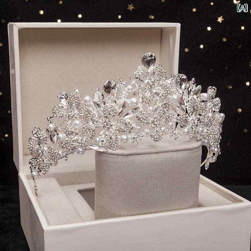 ティアラ 大人式 ウェディング クラウン 豪華感 パール 子供 王冠 花型 ヘア アクセサリー スタジオ 写真 メイクアップ 誕生日 プリンセス フェアリー おしゃれ