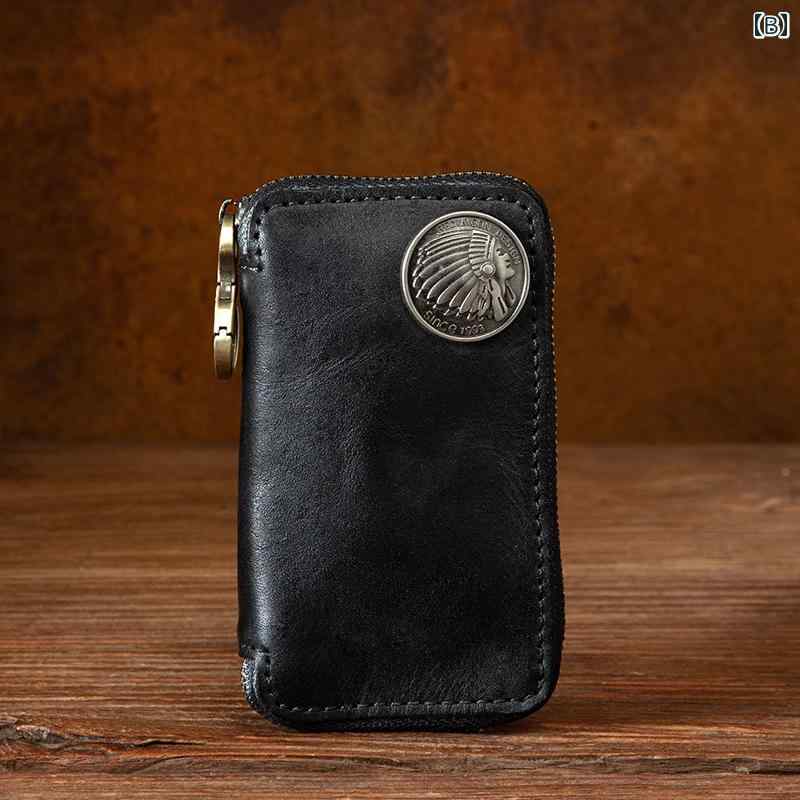 バッグ 小銭入れ 財布 キーバッグ ピックアップ ビジネス カジュアル キー 最上層 牛革 レトロ ポリッシュ 財布