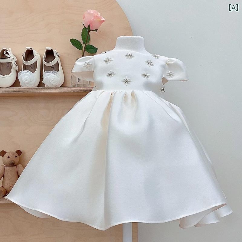 ドレス 発表会 女児 赤ちゃん 最初 誕生日 パーティー 白 子供 誕生日 ホスト ピアノ 演奏 ガールズ ハ..