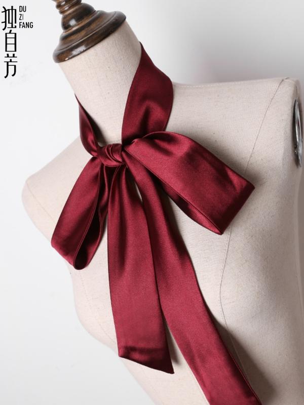 リボン 蝶ネクタイ おしゃれ かわいい レディース 韓国 薄手 スカーフ 春夏秋 無地 ロング ストリーマー ポリエステル ビジネス オフィス ユニフォーム 制服