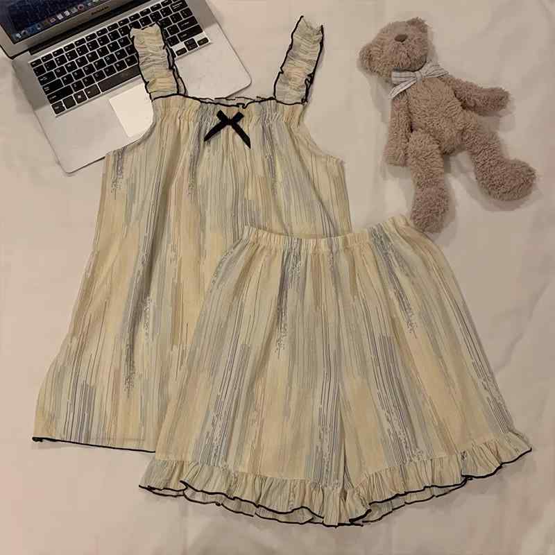 パジャマ ルームウェア キャミソール レディース 夏 薄手 胸パッド 女の子 ホームウェア セットアップ