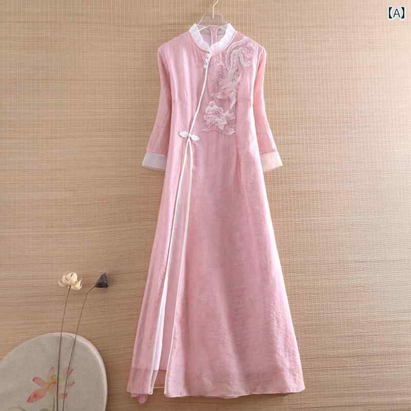 レディース チャイナ ドレス おしゃれ ワンピース 普段着 撮影 衣装 エスニック 中華風 フェニックス 刺繍 レトロ スリム