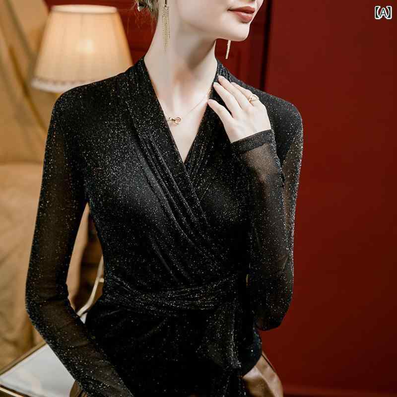 レディース 社交ダンス トップス メッシュ ストラップ 長袖 ソーシャル モダン ラテン ダンス 服 大人 女性 練習