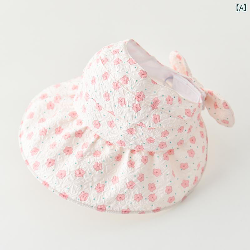サンバイザー ベビー キッズ 子供 夏 花柄コットン UV陽射し対策 帽子 調整可能 かわいい おしゃれ 快適 通気性 柔らかい 日よけ 外遊び 屋外 外出 レジャー アウトドア 誕生日