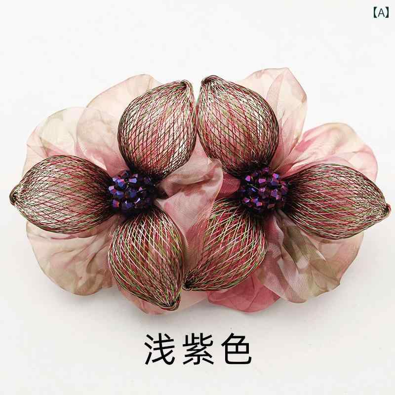 アクセサリー ヘア 髪留め 髪飾り トップ クリップ 後頭部 ハイエンド メタル 韓国 エレガント フラワークリップ 頭飾り