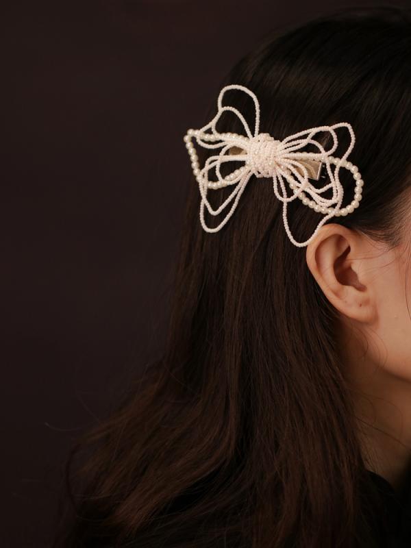 レディース ピアス 後頭部 髪 少い 女性 大きい リボン 多層 ヘアピン ダックビル クリップ エレガント..