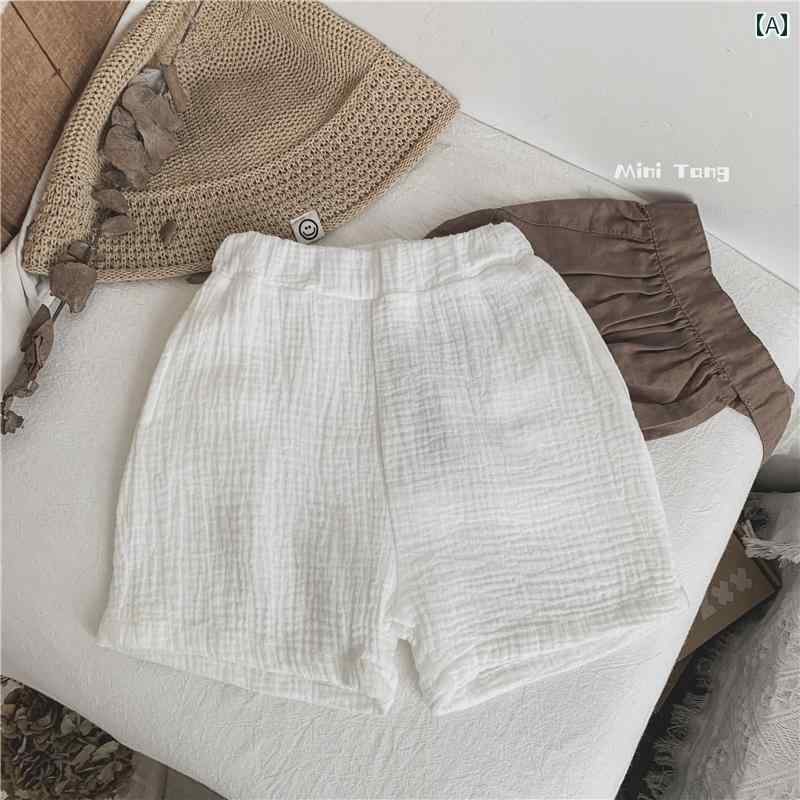 パンツ 子供服 肌優しい ハン ファン レトロ 子供用 プリーツ コットンショーツ メンズ レディース用 ベビー カジュアル 夏服
